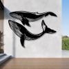 Whale Metal Wall Decor, Large Blue Whale Metal Wall Decor, Aqua Ocean Metal Wall Hanging, Nautical Coastal Home Decor, Modern Metal Wall Art, Metal Wall Art for Living Room (Silver, 47"x28" | 120x70.5 cm + 47"x16" | 120x40 cm) view 2