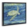 Underwater Turtle Nautical Sea Life, 16 x 20 Inch Canvas in Floater Frame view 2