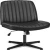 OLIXIS Criss Cross Legged Chairs Armless No Wheels Wide Seat Height Adjustable Swivel Padded PU Leather Home Office Desk Seating for Bedroom, Student, Study Room view 1