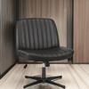 OLIXIS Criss Cross Legged Chairs Armless No Wheels Wide Seat Height Adjustable Swivel Padded PU Leather Home Office Desk Seating for Bedroom, Student, Study Room view 2