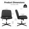 OLIXIS Criss Cross Legged Chairs Armless No Wheels Wide Seat Height Adjustable Swivel Padded PU Leather Home Office Desk Seating for Bedroom, Student, Study Room view 3