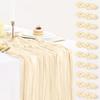 10 Pack Beige Cream Cheesecloth Table Runner 35x120 Inches, Summer Farmhouse Rustic 10ft Gauze Cheese Cloth Table Runner for Wedding Banquets Bridal Shower Birthday Party Home Decor view 1
