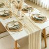10 Pack Beige Cream Cheesecloth Table Runner 35x120 Inches, Summer Farmhouse Rustic 10ft Gauze Cheese Cloth Table Runner for Wedding Banquets Bridal Shower Birthday Party Home Decor view 2