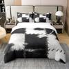 (Not Real) Cowhide 100% Cotton Duvet Cover Queen Patchwork Cow Fur Print Bedding Set for Kids Boys Girls Cow Print Comforter Cover Western Farmhouse Theme Cow Spots Quilt Cover,Black White Grey view 1