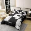 (Not Real) Cowhide 100% Cotton Duvet Cover Queen Patchwork Cow Fur Print Bedding Set for Kids Boys Girls Cow Print Comforter Cover Western Farmhouse Theme Cow Spots Quilt Cover,Black White Grey view 2