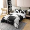 (Not Real) Cowhide 100% Cotton Duvet Cover Queen Patchwork Cow Fur Print Bedding Set for Kids Boys Girls Cow Print Comforter Cover Western Farmhouse Theme Cow Spots Quilt Cover,Black White Grey view 3