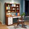 FAANAS Solid Wood Writing Desk with Storage Drawers & Bookshelf, Modern Student Study Table Computer Workstation for Home Office(39Inch, Walnut) view 1