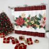 Christmas Buffalo Shower Curtain, Luxurious Flower Leaves Red Gold Green Waterproof Washable Boho Funny Cute Shower Curtains Set for Bathroom Farmhouse Bathtubs Curtains Decor Set 66"Wx72"L with Hooks view 1