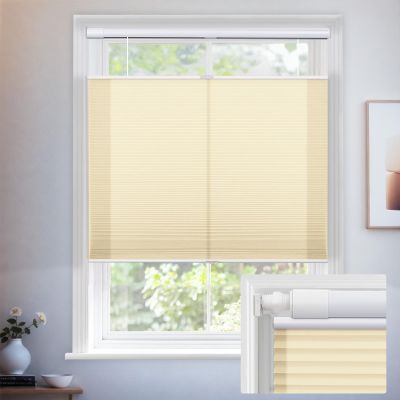 Keego No Drill Top Down Bottom Up Cellular Shades Cordless No Tools Blinds for Windows Light Filtering Honeycomb Blinds No Screws Cellular Blinds Easy Install(Beige, 24" W x 48" H)