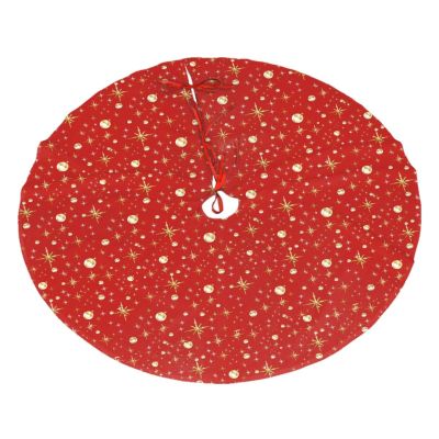Yssammns Christmas Tree Skirt, Gold Glitter Stars, red and Gold Xmas Plush Tree Skirt Xmas Tree Ornaments for Xmas Holiday Party Decorations 36"