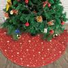 Yssammns Christmas Tree Skirt, Gold Glitter Stars, red and Gold Xmas Plush Tree Skirt Xmas Tree Ornaments for Xmas Holiday Party Decorations 36" view 3