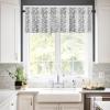 Anzona Curtain Valance 42" x 12", Gray Botanical Window Valances Rod Pocket Curtains Drapes, Pastoral Spring Summer Leaf Aesthetics Short Topper Curtain for Kitchen Cafe Living Room, 1 Panel view 2