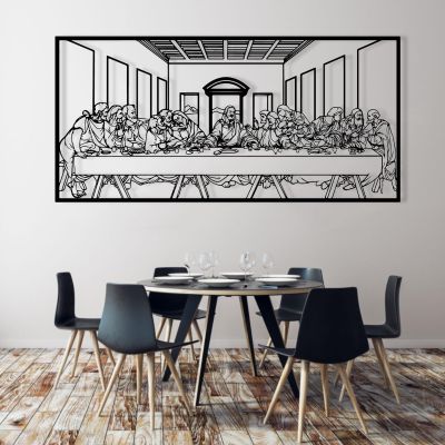 Cadeali The Last Supper Metal Wall Art, Christian Metal Decor, Jesus Line Art, Minimalist Wall Art, Christian Home Decor, Gift for Christian, Housewarming Gifts (Black, 53.1"x25.5"/135x65cm)