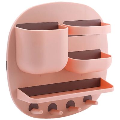 Alipis Wall-mounted Bathroom Organizer Shelf Stylish Multi-function Storage Rack Hooks for Towels and Essentials Space-saving Design for Soap Shampoo and More and
