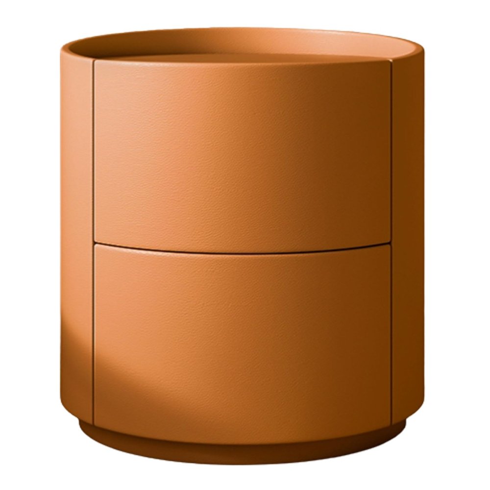 SOBOUR Rectangular Round Night Stand Wooden Nightstand Light Luxury Bedside Table Living Room End Tables Outer Leather Storage Drawer Shelf Slim Nightstand