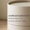 SOBOUR Rectangular Round Night Stand Wooden Nightstand Light Luxury Bedside Table Living Room End Tables Outer Leather Storage Drawer Shelf Slim Nightstand view 3