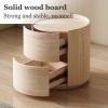 SOBOUR Rectangular Round Night Stand Wooden Nightstand Light Luxury Bedside Table Living Room End Tables Outer Leather Storage Drawer Shelf Slim Nightstand view 4