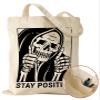 Miss Adola Aesthetic Canvas Tote Bag with Inner Pocket for Women Unique Funny Pattern Design Casual Sturdy Cloth Cotton Totes Bag with Pattern for Vacation, Shopping, Work, Gym, Positive Skull view 1