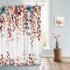 Anzona Fall Orange Leaves Shower Curtains Set - Small 36 x 72 Inch, Thanksgiving Rustic Autumn Shower Curtain Waterproof, Blue Leaf Polyester Fabric Bathroom Curtain with 12 Hooks, 1 Panel view 4