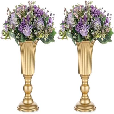 2 Pieces Flower Metal Vase Elegant Wedding Centerpiece Vase for Wedding Party Decoration, 23.2cm Tall Anniversary Vase
