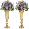 2 Pieces Flower Metal Vase Elegant Wedding Centerpiece Vase for Wedding Party Decoration, 23.2cm Tall Anniversary Vase view 1