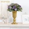 2 Pieces Flower Metal Vase Elegant Wedding Centerpiece Vase for Wedding Party Decoration, 23.2cm Tall Anniversary Vase view 2
