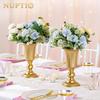 2 Pieces Flower Metal Vase Elegant Wedding Centerpiece Vase for Wedding Party Decoration, 23.2cm Tall Anniversary Vase view 3