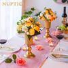 2 Pieces Flower Metal Vase Elegant Wedding Centerpiece Vase for Wedding Party Decoration, 23.2cm Tall Anniversary Vase view 4
