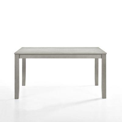Benjara BM304804 59 in. Pane Rectangular Wood Smooth Dining Table with Tall Block Legs Gray