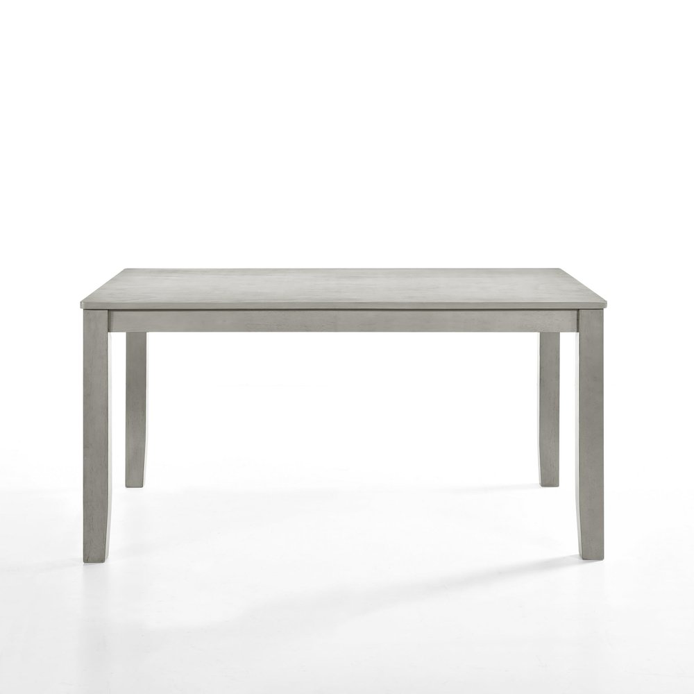 Benjara BM304804 59 in. Pane Rectangular Wood Smooth Dining Table with Tall Block Legs Gray