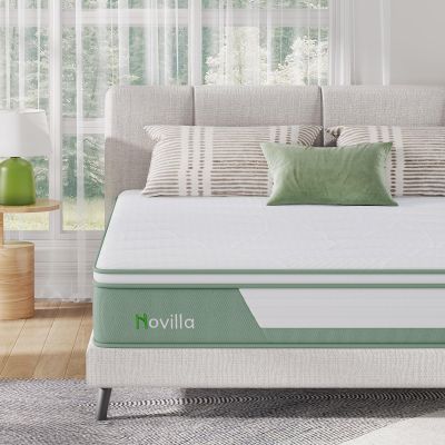Novilla Hybrid Full Mattress, 10-Inch 5-Zone Gel Memory Foam Mattress for Motion Isolation & Support - Mid-Firm, In a Box