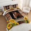 HOSIMA Farm Horse Comforter Set with 2 Pillowcases,Brown Wood Grain Print Queen Comforter Set for Adults Teens Boys Girls Sunflower Animal Bedding Country Farmhouse Room Decor Aesthetic. view 4