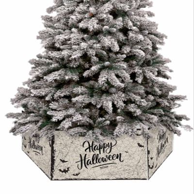 Christmas Tree Collar, Halloween Tree Skirts Xmas Tree Trunk Ring Collar Box Stand Cover for Artificial Trees Base Holder Cover Festival Decor Black Spooky Horror Watercolor Seasonal Fall