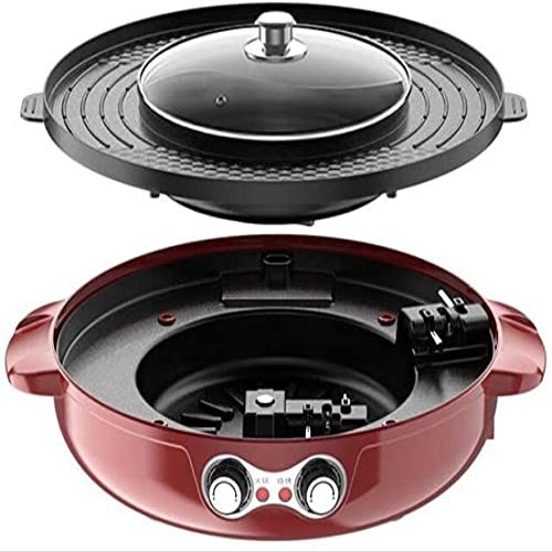 Electric Grill Indoor 2200W Electric Smokeless Grill And Hot Pot, 220V Detachable Easy To Clean BBQ & Shabu Shabu with Independent Temperature Control for 2-8 People Family Gathering Friend Meeting Pa