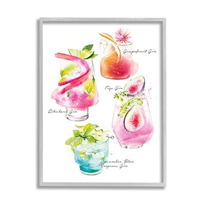 Stupell Industries Gin Cocktail Menu Framed Giclee Art by Enya Todd