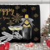 PIEPLE Happy New Year Shower Curtain, Black Gold Silver Waterproof Washable Boho Funny Cute Shower Curtains Set for Bathroom Farmhouse Bathtubs Curtains Decor Set 48" Wx72 L with Hooks view 4