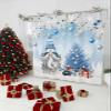 Christmas Shower Curtain, Winter Gnomes Xmas Silver Tree Pine Blue Waterproof Washable Boho Funny Cute Shower Curtains Set for Bathroom Farmhouse Bathtubs Curtains Decor Set 72"Wx84"L with Hooks view 1