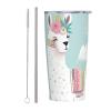 LZQPOEAS 20 oz Stainless Steel Tumbler with Straw and Lid Vacuum Tumbler cup Cute Hand Drawn Llama Insulated Tumblers Double Wall Insulated Cup for Coffee Slim Travel Coffee Mug for Home Office view 1