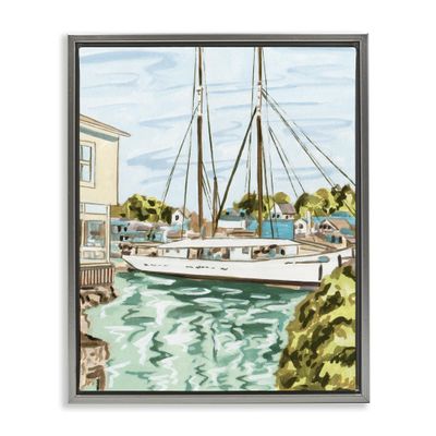 Coastal Town Marina Travel Cityscape, 16 x 20 Inch Canvas in Floater Frame