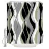 Sage Green Stripes Shower Curtain, Modern Geometric Black Grey White Waterproof Washable Boho Funny Cute Shower Curtains Set for Bathroom Farmhouse Bathtubs Curtains Decor Set 54"Wx78"L with Hooks view 1