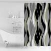 Sage Green Stripes Shower Curtain, Modern Geometric Black Grey White Waterproof Washable Boho Funny Cute Shower Curtains Set for Bathroom Farmhouse Bathtubs Curtains Decor Set 54"Wx78"L with Hooks view 2