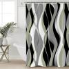 Sage Green Stripes Shower Curtain, Modern Geometric Black Grey White Waterproof Washable Boho Funny Cute Shower Curtains Set for Bathroom Farmhouse Bathtubs Curtains Decor Set 54"Wx78"L with Hooks view 4