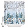 PIEPLE Gnomes Blue Shower Curtain, Christmas Forest Winter Tree Branch Waterproof Washable Boho Funny Cute Shower Curtains Set for Bathroom Farmhouse Bathtubs Curtains Decor Set 60" Wx72 L with Hooks view 3