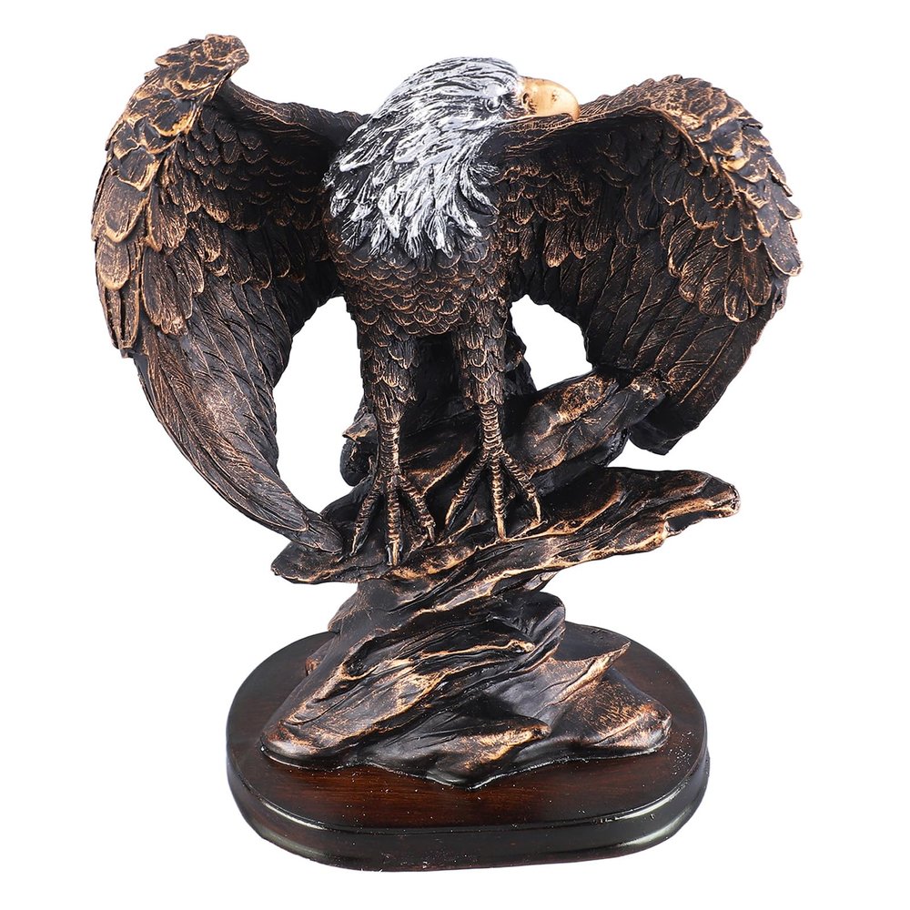 PenRux Bronze Retro Resin Eagle Statue, Patriotic Bald Eagle Figurine for Home Decor