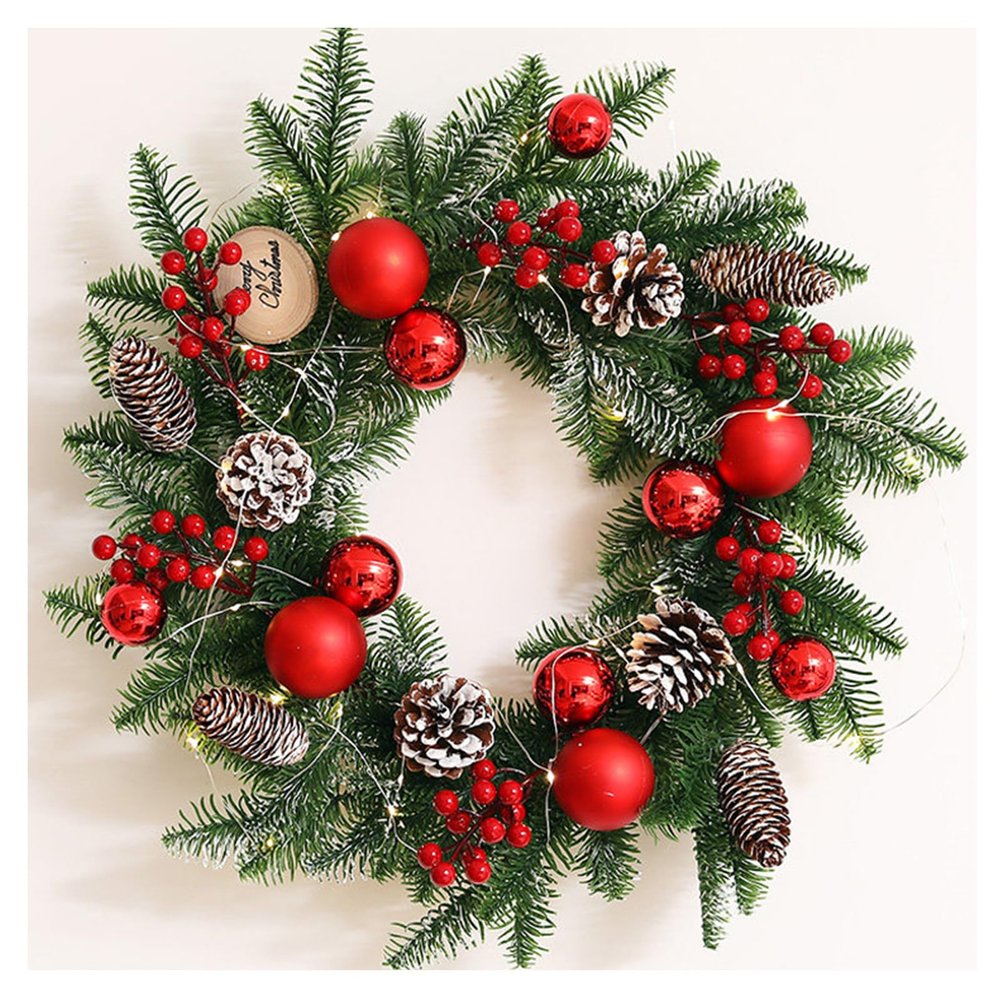 Christmas Wreath Green Vine, Festive Wall Front Door Hangings Hanging Decorations Pendants, Scene Setting Door Hanging Ornaments Hanging Decorations, Create Atmosphere Dress Up Supplies