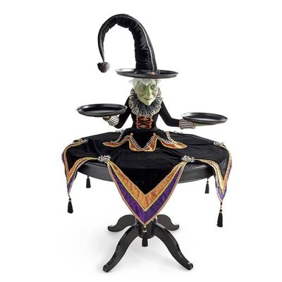 Creative Witch Display Stand Tray,Halloween Snack Cupcake Tabletop Server Decoration Resin Stroage Rack Halloween Decoration(Height 18cm/7.08inch)