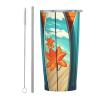 LZQPOEAS 20 oz Stainless Steel Tumbler with Straw and Lid Vacuum Tumbler cup Surfboard on Wooden Insulated Tumblers Double Wall Insulated Cup for Coffee Slim Travel Coffee Mug for Home Office view 1