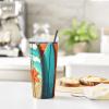 LZQPOEAS 20 oz Stainless Steel Tumbler with Straw and Lid Vacuum Tumbler cup Surfboard on Wooden Insulated Tumblers Double Wall Insulated Cup for Coffee Slim Travel Coffee Mug for Home Office view 2