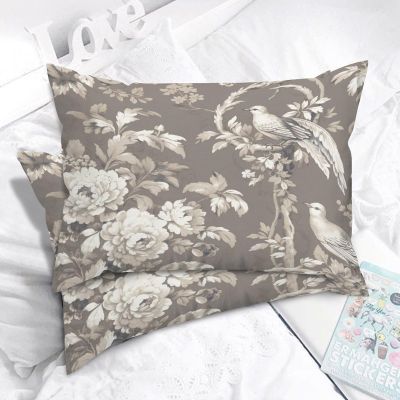 MangGou Chinoiserie Style Body Pillow Covers Set of 2 French Country Cushion Cover 20x30in Floral Tan Asian Lumbar Pillow Case Accent Toss Pillowcase Rustic Decor for Bedroom Living Room Sofa