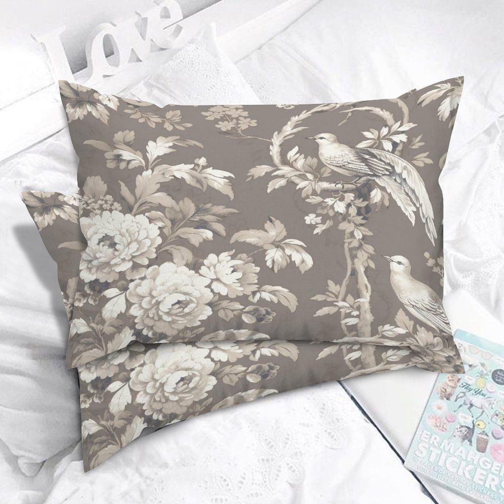 MangGou Chinoiserie Style Body Pillow Covers Set of 2 French Country Cushion Cover 20x30in Floral Tan Asian Lumbar Pillow Case Accent Toss Pillowcase Rustic Decor for Bedroom Living Room Sofa